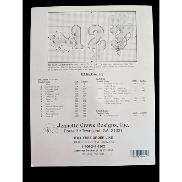 Vintage Jeanette Crews Sam Hawkins Cute Quick Baby Bibs Cross Stitch Pattern 181 - Picture 2 of 3